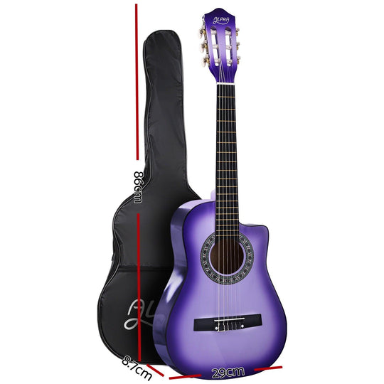 Buy Alpha 34 Inch Classical Guitar Wooden Body Nylon String w/ Stand Beignner Purple discounted | Products On Sale Australia