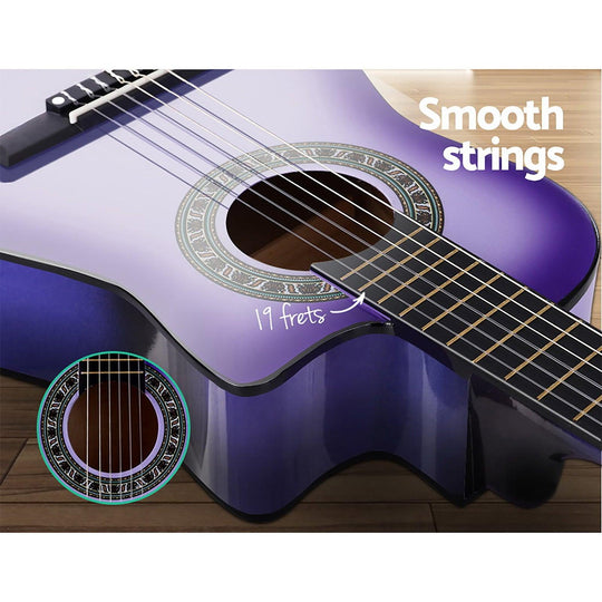 Buy Alpha 34 Inch Classical Guitar Wooden Body Nylon String w/ Stand Beignner Purple discounted | Products On Sale Australia