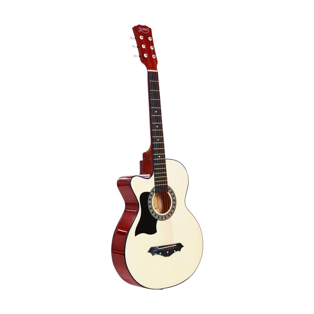 Buy Alpha 38 Inch Acoustic Guitar Wooden Body Steel String w/ Stand Left Handed discounted | Products On Sale Australia