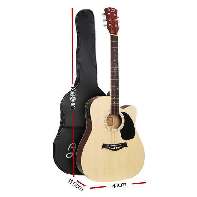 Buy Alpha 41 Inch Acoustic Guitar Equaliser Electric Output Cutaway w/ Stand Wood discounted | Products On Sale Australia