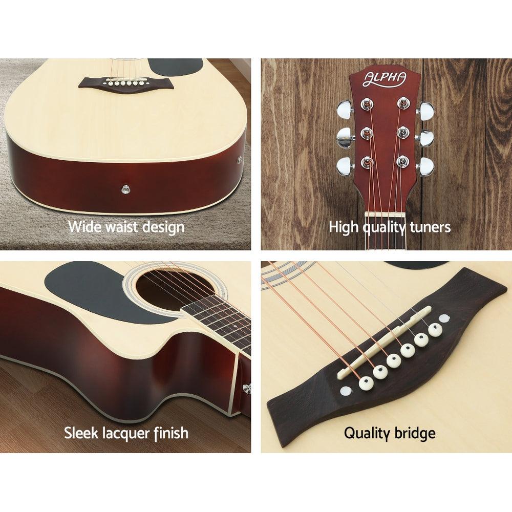 Buy Alpha 41 Inch Acoustic Guitar Equaliser Electric Output Jack Cutaway Wood discounted | Products On Sale Australia