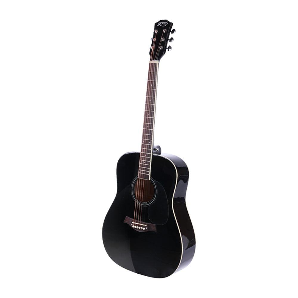 Buy Alpha 41 Inch Acoustic Guitar Wooden Body Steel String Dreadnought Black discounted | Products On Sale Australia