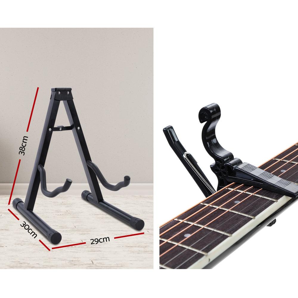 Buy Alpha 41 Inch Acoustic Guitar Wooden Body Steel String Dreadnought Stand Black discounted | Products On Sale Australia