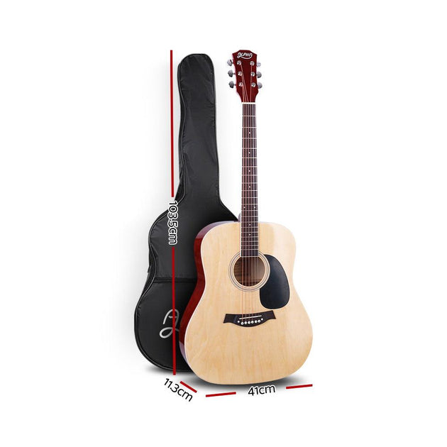 Buy Alpha 41 Inch Acoustic Guitar Wooden Body Steel String Dreadnought Stand Wood discounted | Products On Sale Australia