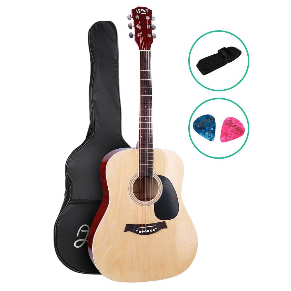 Buy Alpha 41 Inch Acoustic Guitar Wooden Body Steel String Dreadnought Wood discounted | Products On Sale Australia