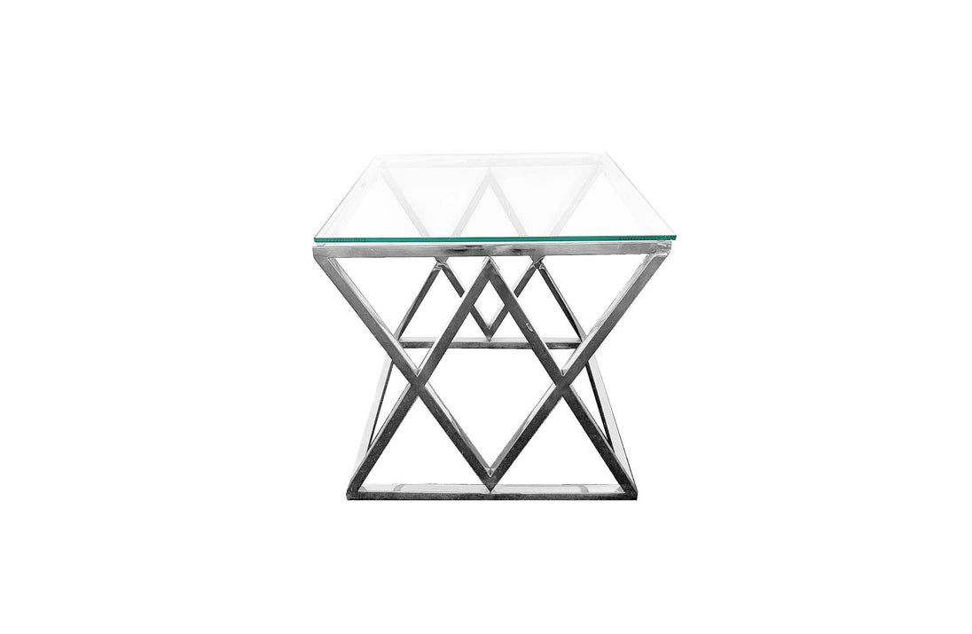 Buy Alsea - Silver Side Table with Clear Glass Top discounted | Products On Sale Australia