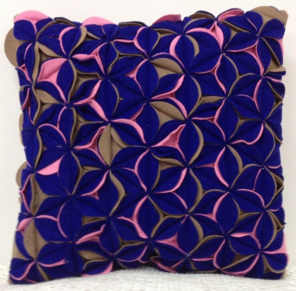 Buy Amelie Royal Blue & Pink Felt Petals Cushion Cover discounted | Products On Sale Australia