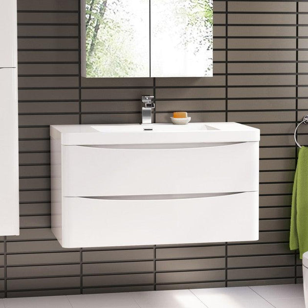 Buy Ancona wall hung bathroom vanity 1200mm Gloss White discounted | Products On Sale Australia