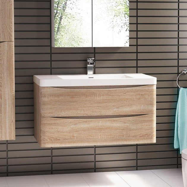 Buy Ancona wall hung bathroom vanity 1200mm White Oak discounted | Products On Sale Australia