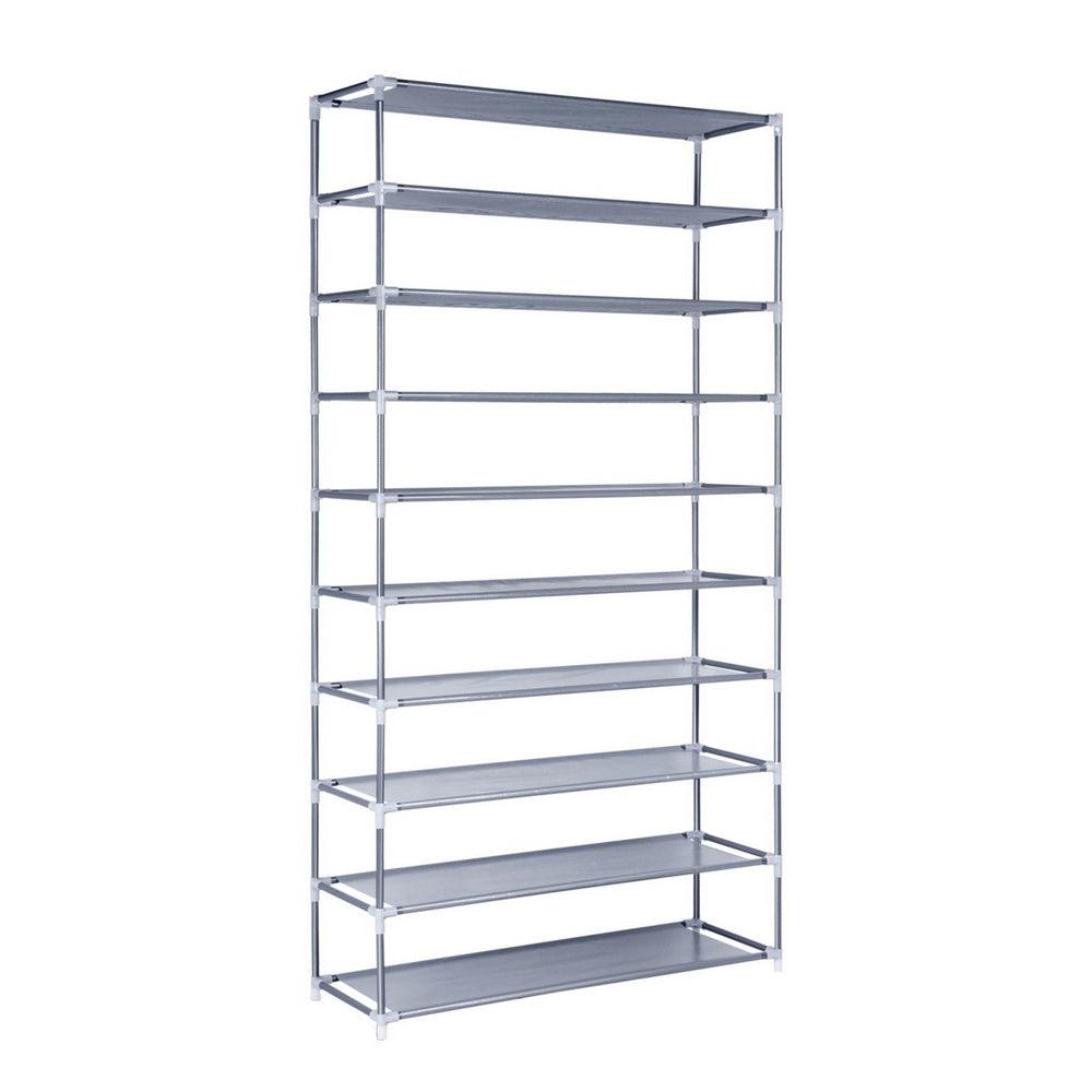 Buy Artiss 10-Tier Shoe Rack Stackable 50 Pairs Grey discounted | Products On Sale Australia