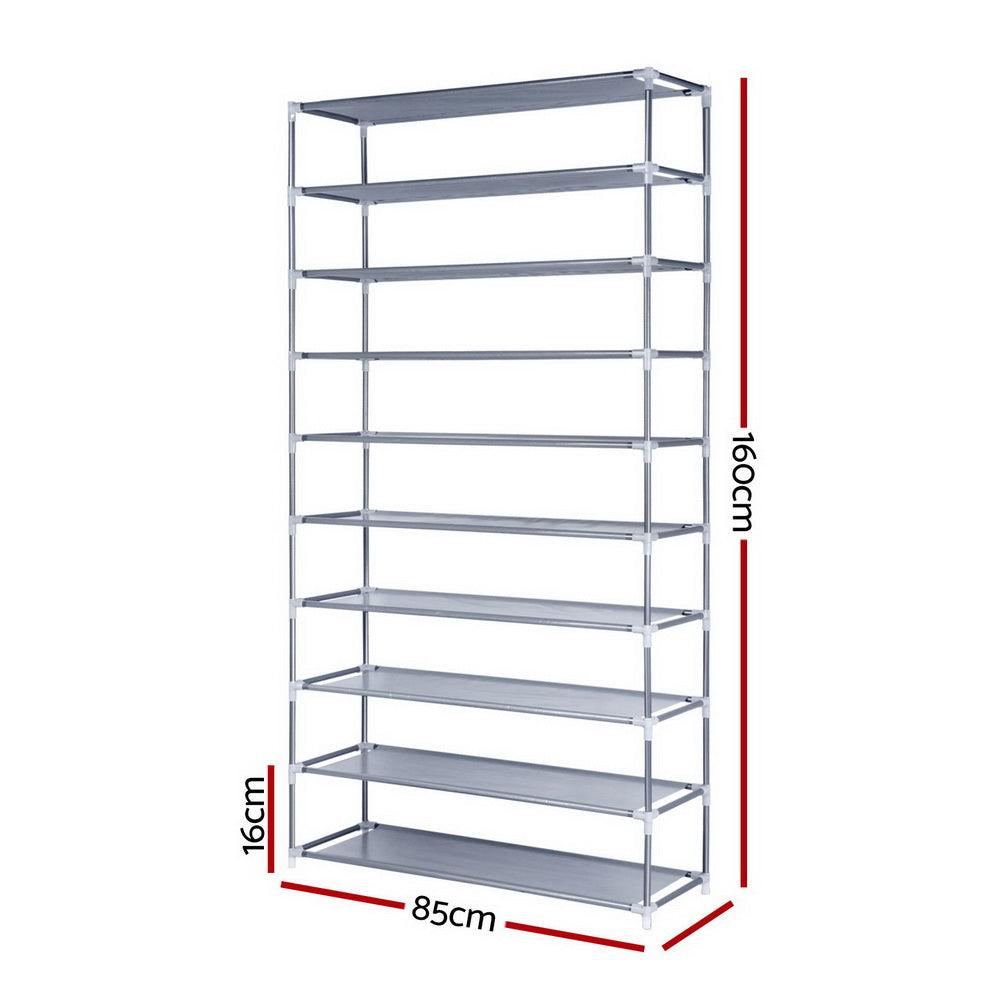 Buy Artiss 10-Tier Shoe Rack Stackable 50 Pairs Grey discounted | Products On Sale Australia