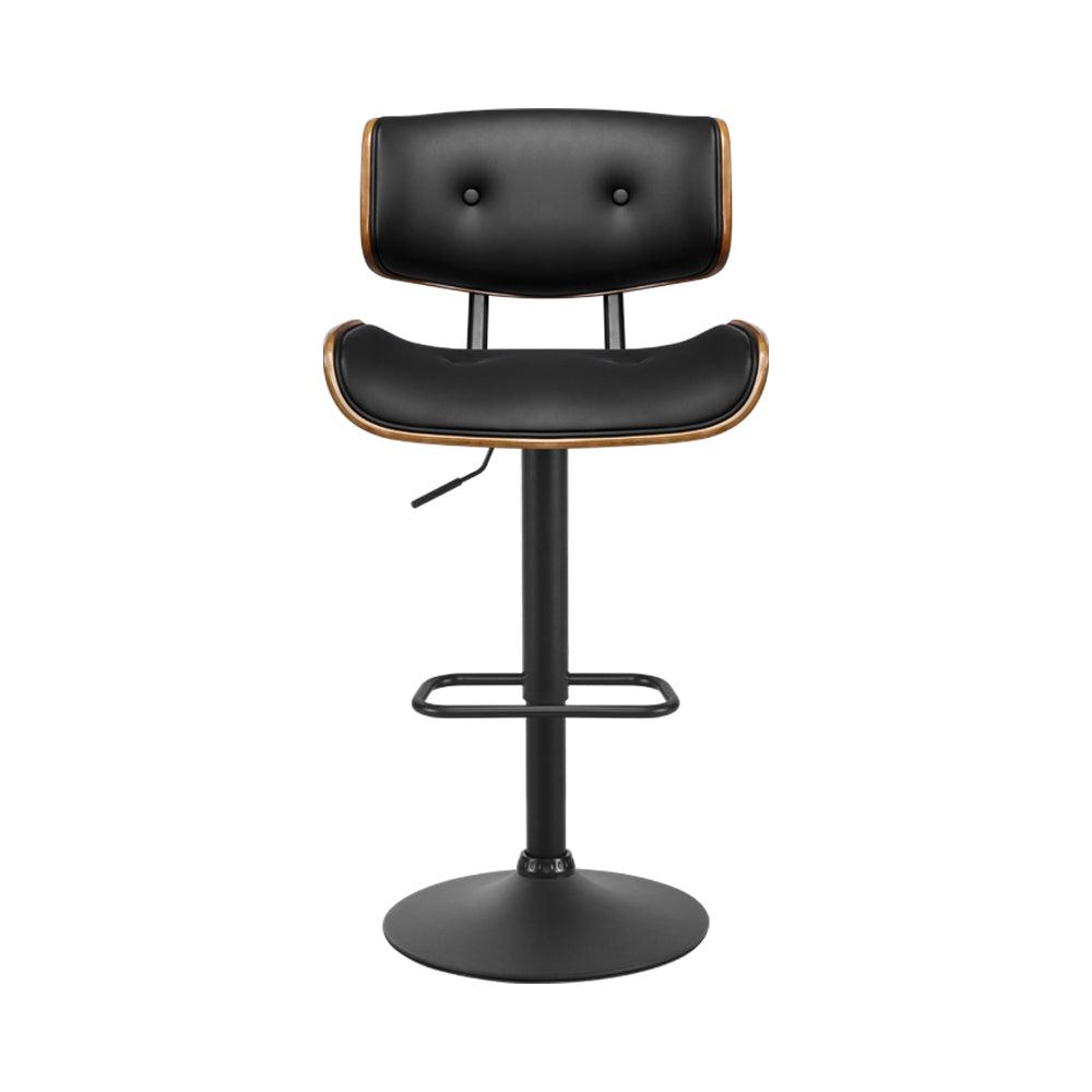 Buy Artiss 2x Bar Stools Gas Lift Leather All Black discounted | Products On Sale Australia