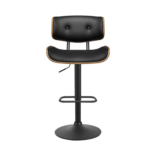 Buy Artiss 2x Bar Stools Gas Lift Leather All Black discounted | Products On Sale Australia