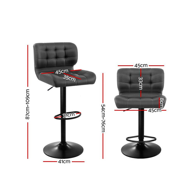Artiss 2x Bar Stools Gas Lift Leather Padded Grey Products On Sale Australia | Furniture > Bar Stools & Chairs Category
