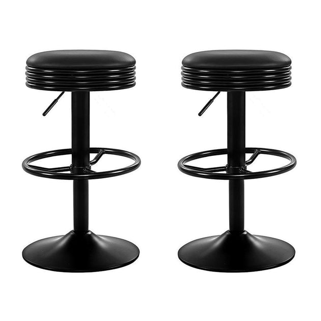 Artiss 2x Bar Stools Leather Padded Gas Lift Black Products On Sale Australia | Furniture > Bar Stools & Chairs Category