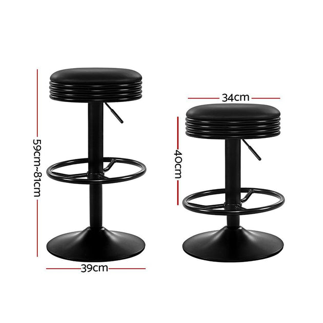 Artiss 2x Bar Stools Leather Padded Gas Lift Black Products On Sale Australia | Furniture > Bar Stools & Chairs Category