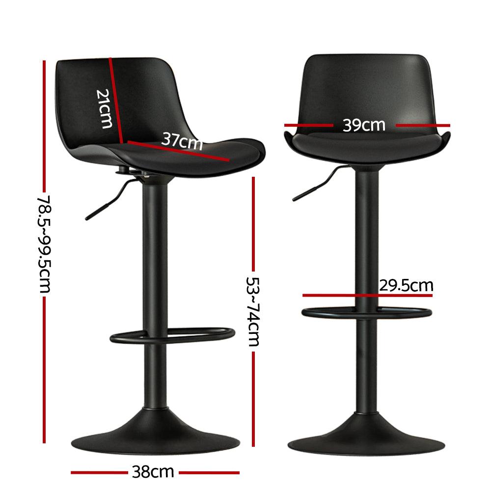 Buy Artiss 2x Bar Stools Padded Seat Gas Lift Black discounted | Products On Sale Australia