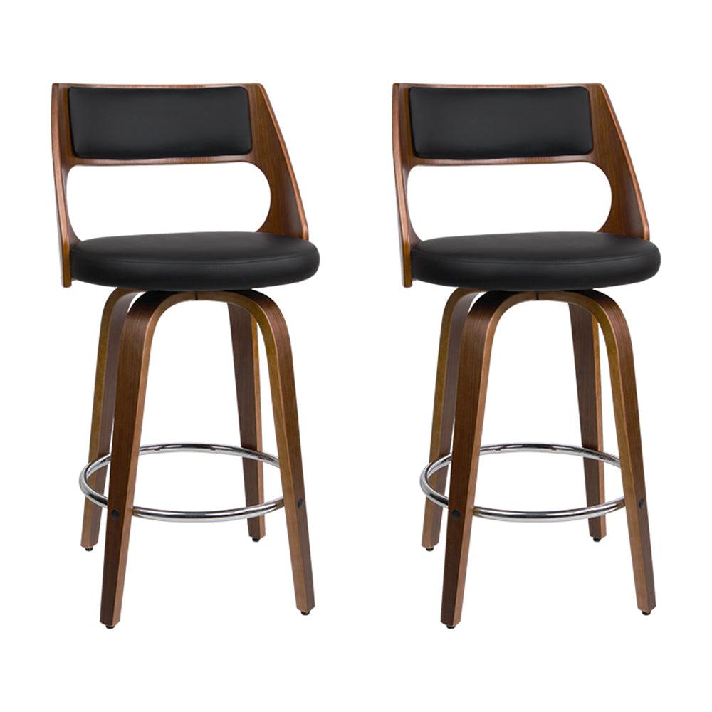 Buy Artiss 2x Bar Stools Swivel Leather Chair 76cm discounted | Products On Sale Australia