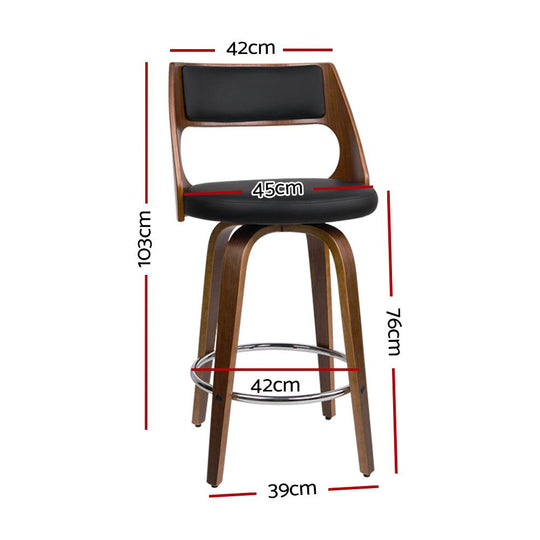 Buy Artiss 2x Bar Stools Swivel Leather Chair 76cm discounted | Products On Sale Australia