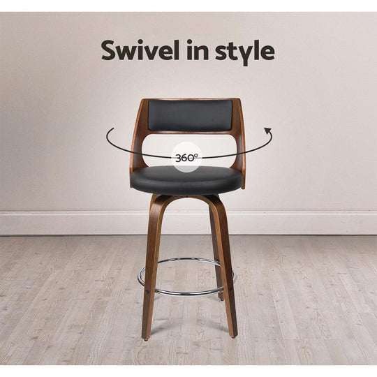 Buy Artiss 2x Bar Stools Swivel Leather Chair 76cm discounted | Products On Sale Australia