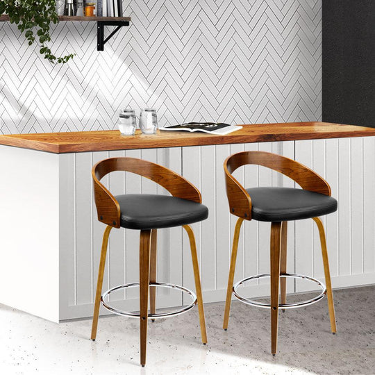 Buy Artiss 2x Bar Stools Swivel Seat Curving Backrest discounted | Products On Sale Australia