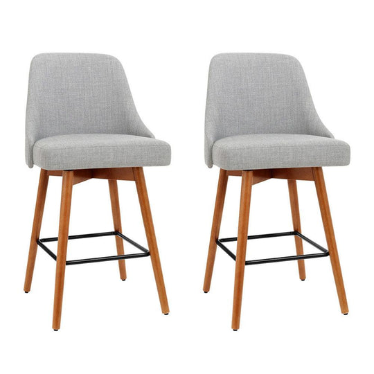 Buy Artiss 2x Bar Stools Swivel Seat Wooden Grey discounted | Products On Sale Australia