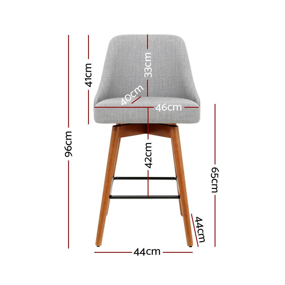 Buy Artiss 2x Bar Stools Swivel Seat Wooden Grey discounted | Products On Sale Australia