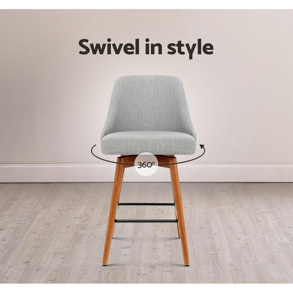 Buy Artiss 2x Bar Stools Swivel Seat Wooden Grey discounted | Products On Sale Australia