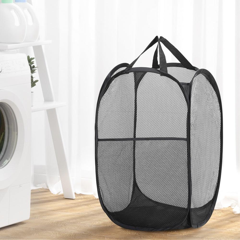 Buy Artiss 2X Laundry Basket Hamper Foldable Black discounted | Products On Sale Australia