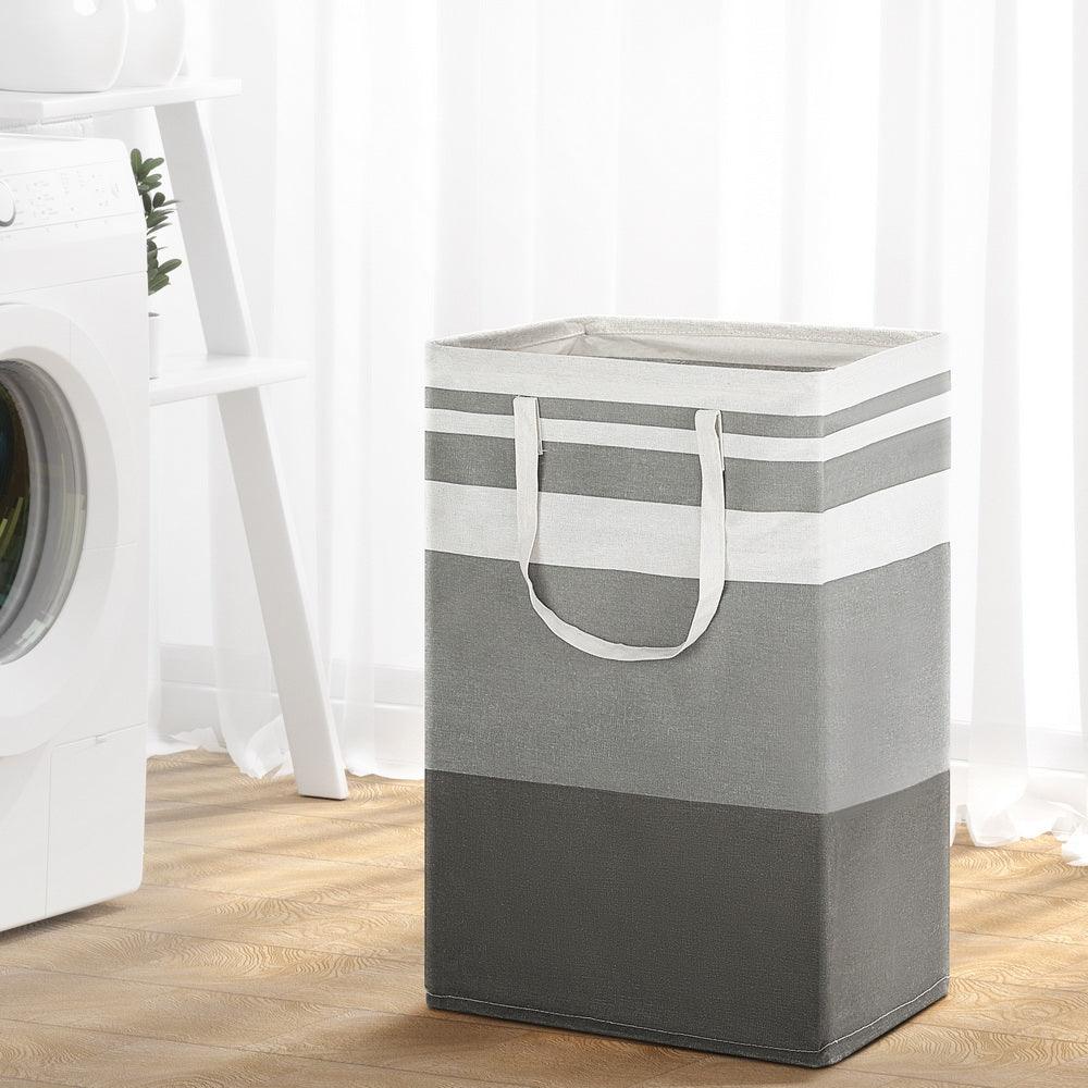 Buy Artiss 2X Laundry Basket Hamper Foldable White Grey discounted | Products On Sale Australia