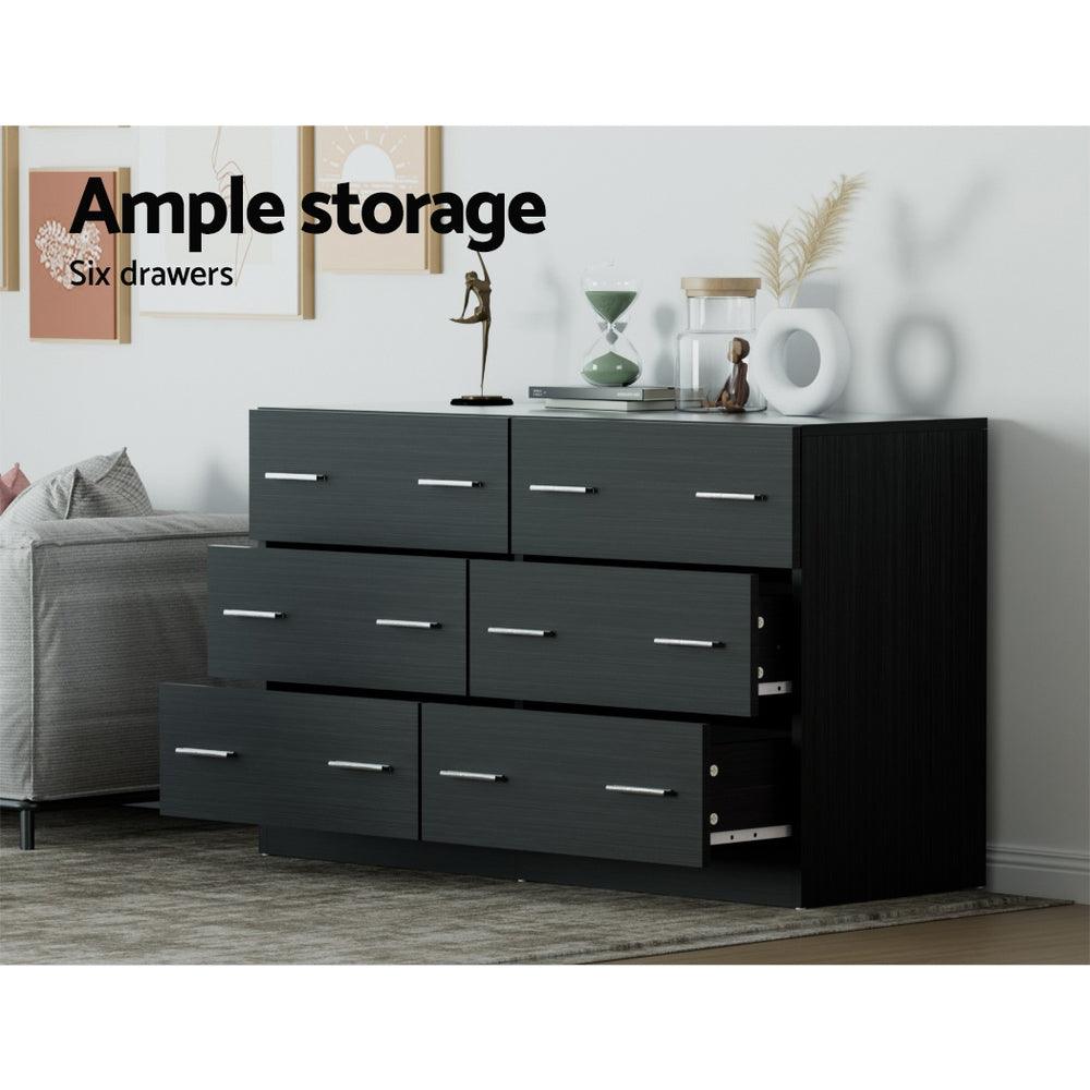 Buy Artiss 6 Chest of Drawers - VEDA Black discounted | Products On Sale Australia