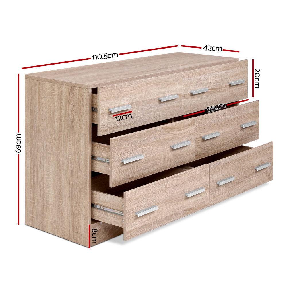 Buy Artiss 6 Chest of Drawers - VEDA Pine discounted | Products On Sale Australia