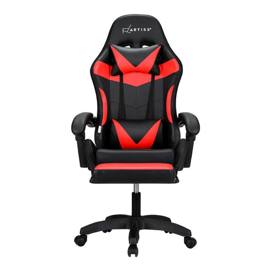 Buy Artiss 6 Point Massage Gaming Office Chair 7 LED Footrest Red discounted | Products On Sale Australia