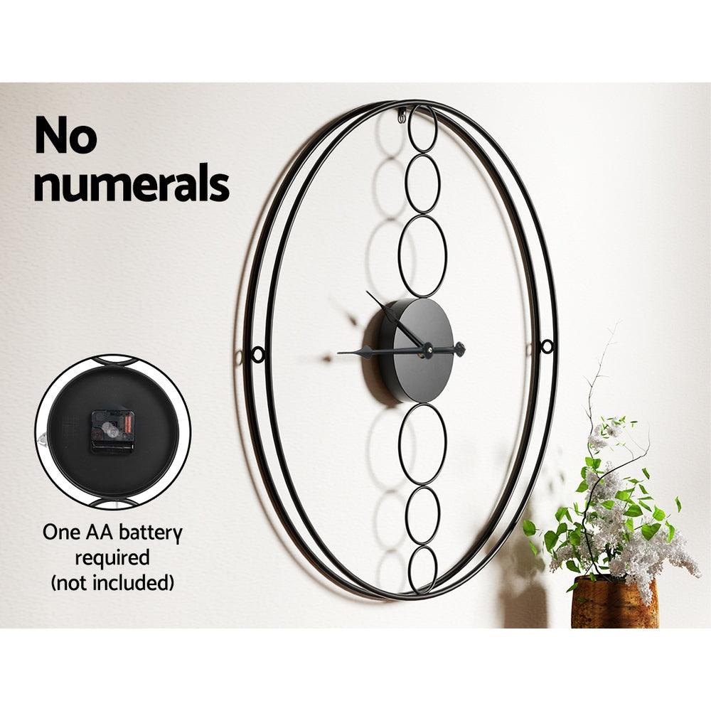 Buy Artiss 75cm Wall Clock Large No Numeral Round Black discounted | Products On Sale Australia