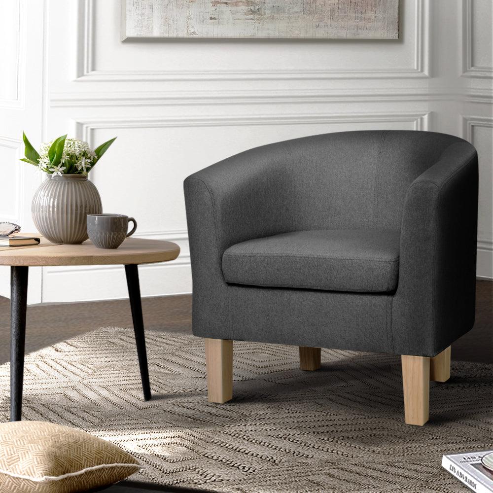 Buy Artiss Abby Fabric Armchair - Grey discounted | Products On Sale Australia