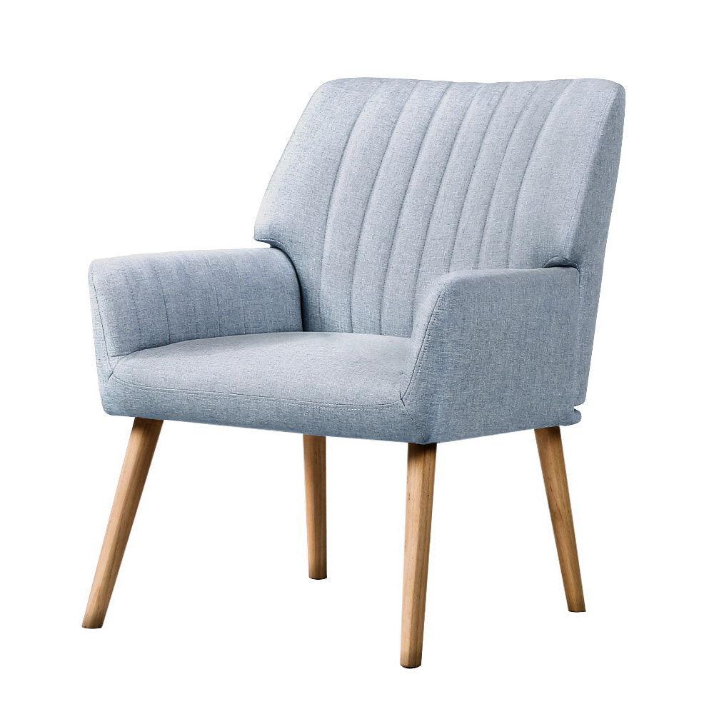 Buy Artiss Armchair Fabric Blue Grey Sebastini discounted | Products On Sale Australia