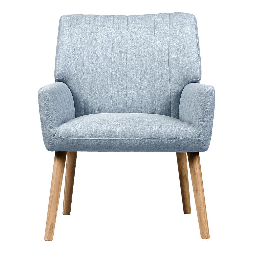 Buy Artiss Armchair Fabric Blue Grey Sebastini discounted | Products On Sale Australia