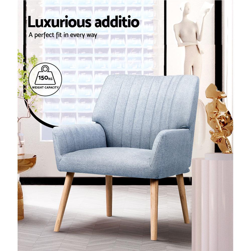 Buy Artiss Armchair Fabric Blue Grey Sebastini discounted | Products On Sale Australia