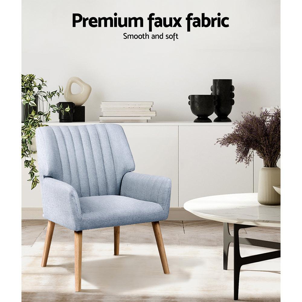 Buy Artiss Armchair Fabric Blue Grey Sebastini discounted | Products On Sale Australia