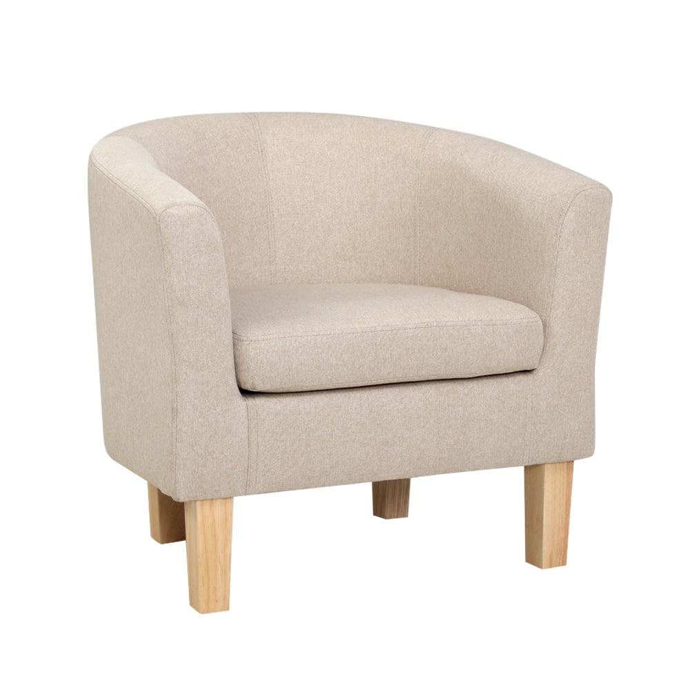 Artiss Armchair Lounge Chair Tub Accent Armchairs Fabric Sofa Chairs Beige Products On Sale Australia | Furniture > Bar Stools & Chairs Category
