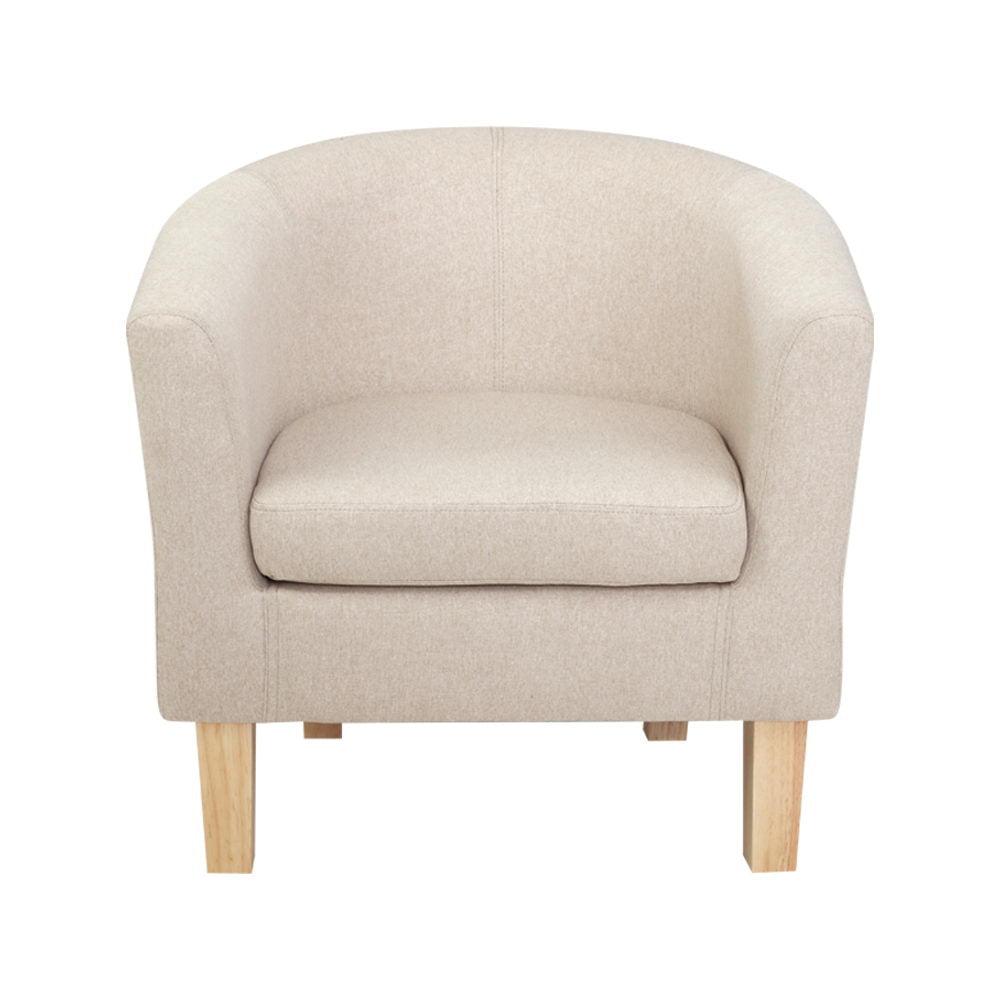 Artiss Armchair Lounge Chair Tub Accent Armchairs Fabric Sofa Chairs Beige Products On Sale Australia | Furniture > Bar Stools & Chairs Category