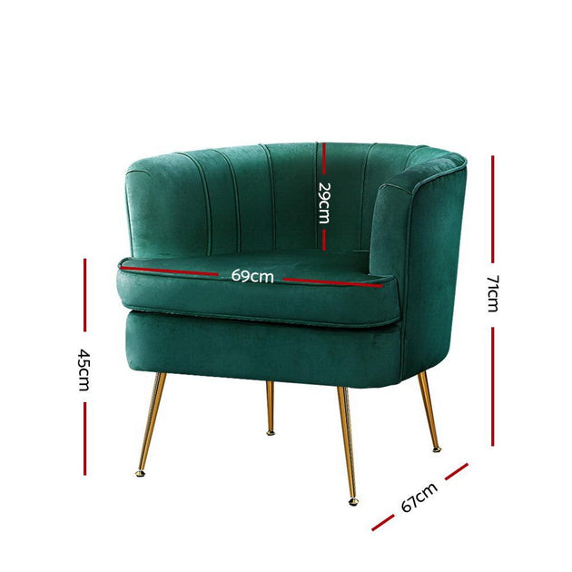 Artiss Armchair Velvet Green Norvia Products On Sale Australia | Furniture > Living Room Category