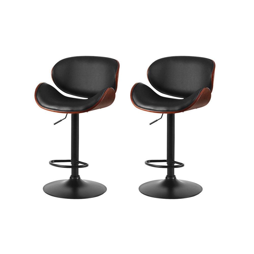 Buy Artiss Bar Stools Kitchen Leather Barstools Swivel Gas Lift Chairs Black x2 discounted | Products On Sale Australia