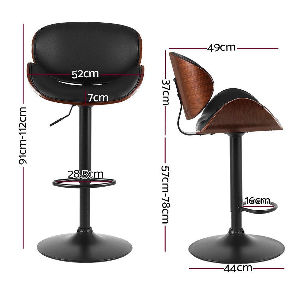 Buy Artiss Bar Stools Kitchen Leather Barstools Swivel Gas Lift Chairs Black x2 discounted | Products On Sale Australia