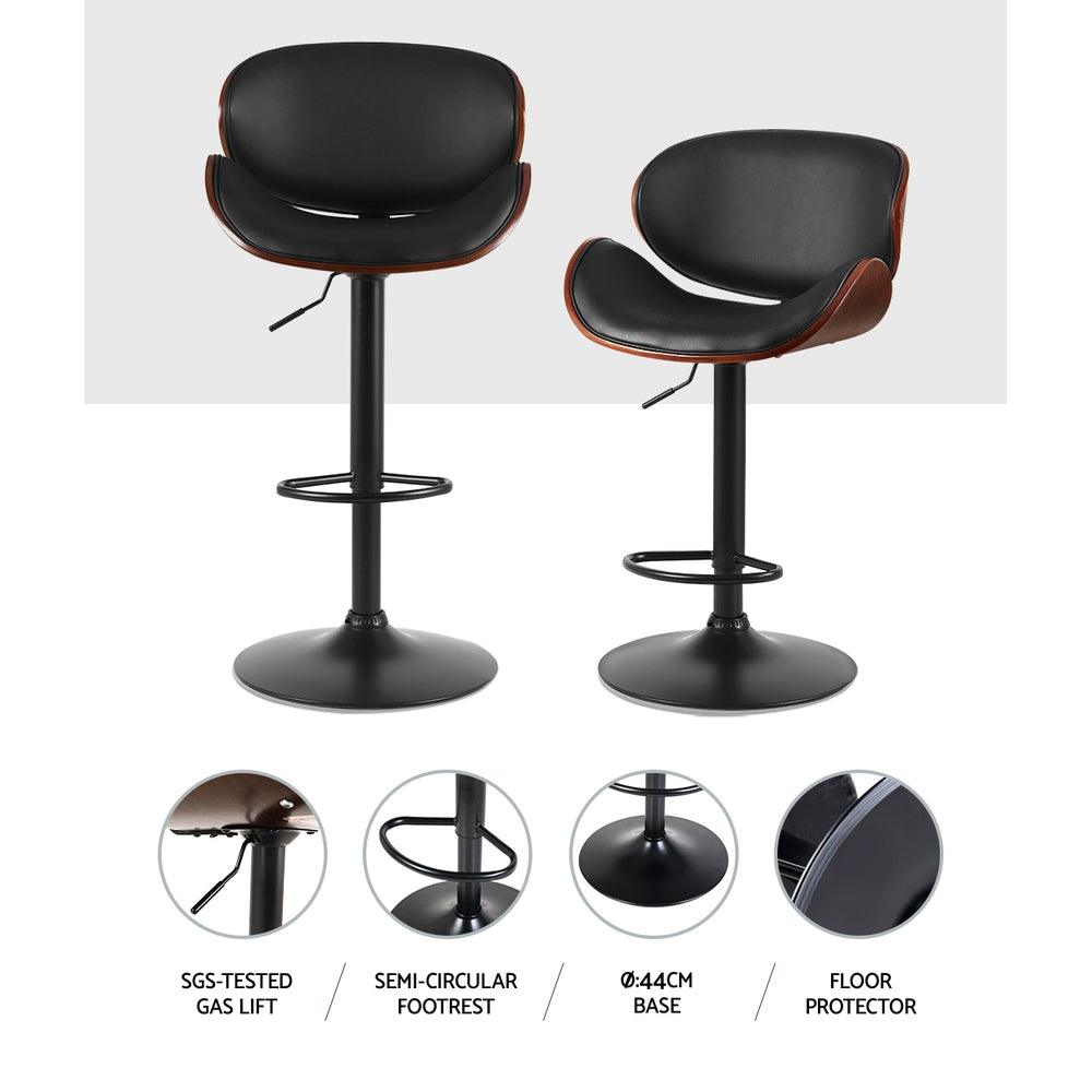 Buy Artiss Bar Stools Kitchen Leather Barstools Swivel Gas Lift Chairs Black x2 discounted | Products On Sale Australia