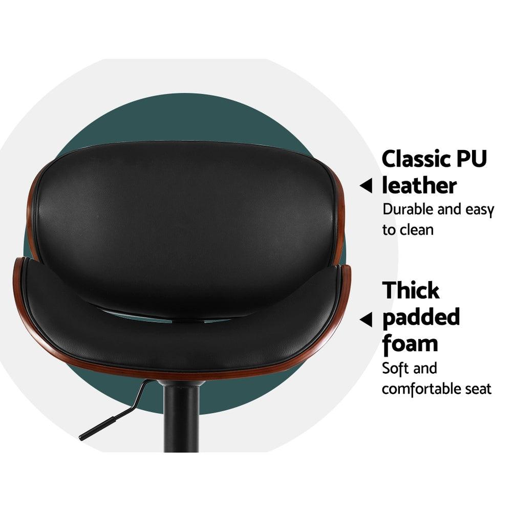 Buy Artiss Bar Stools Kitchen Leather Barstools Swivel Gas Lift Chairs Black x2 discounted | Products On Sale Australia