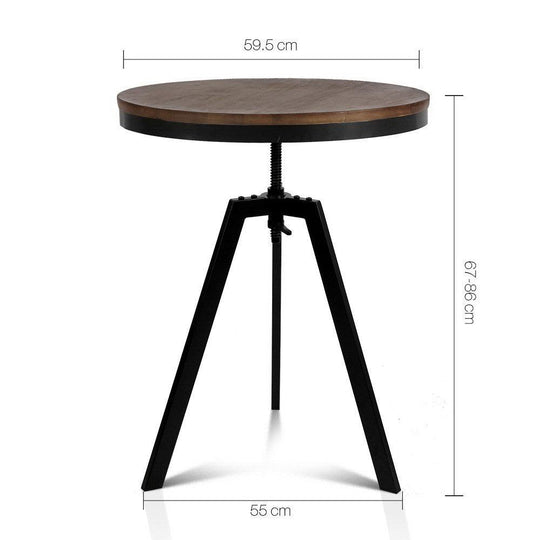 Buy Artiss Bar Table 67-86CM Height Round Brown discounted | Products On Sale Australia