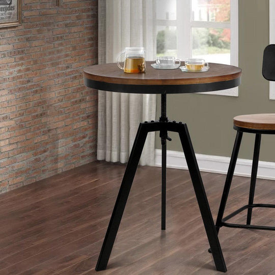 Buy Artiss Bar Table 67-86CM Height Round Brown discounted | Products On Sale Australia