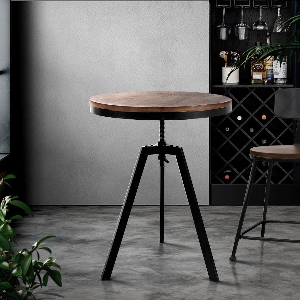 Buy Artiss Bar Table 67-86CM Height Round Brown discounted | Products On Sale Australia