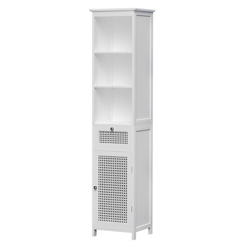 Buy Artiss Bathroom Cabinet Storage 161cm White Rattan Tallboy Toilet Cupboard discounted | Products On Sale Australia